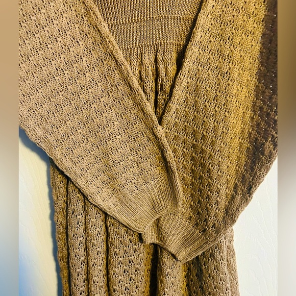 SHEIN LUNE Plus Pointelle Knit Drop Shoulder Sweater Dress, tan, size 0XL - Picture 6 of 8